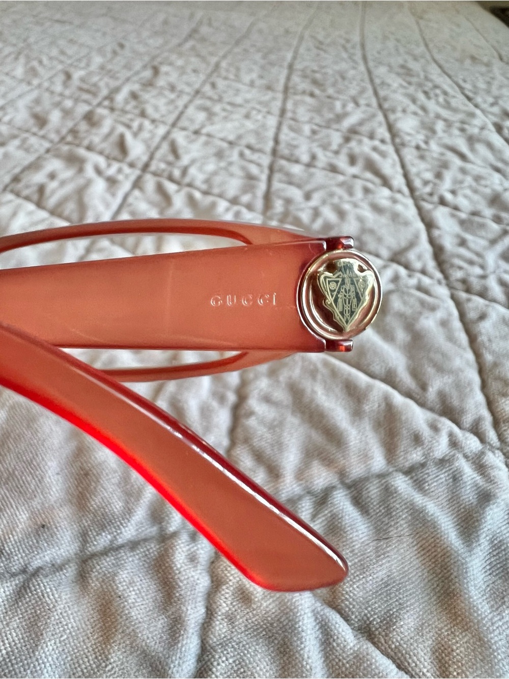 Vintage Gucci GG3021 0LPG Opal Coral Rectangular Glasses Frames Italy Rare - Picture 6 of 9